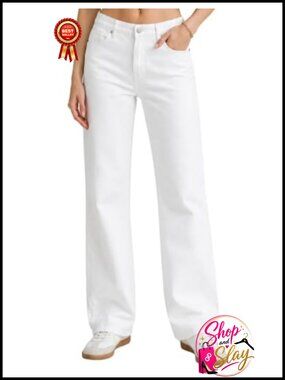 Straight Leg Boyfriend Jeans Mid Rise Loose Fit Denim